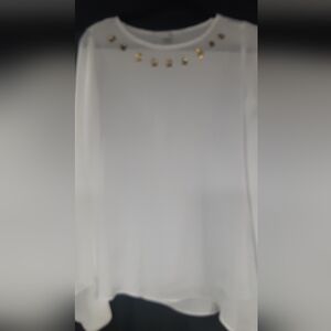 NWT Size 6 Peter Nygard Fairycore White Top with Gold Embellishments and .